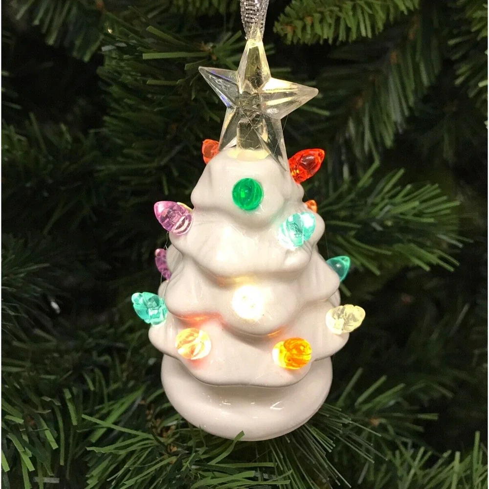 White LED Light Up Christmas Tree Ornament - Christmas Tree Nostalgic‎ NEW
